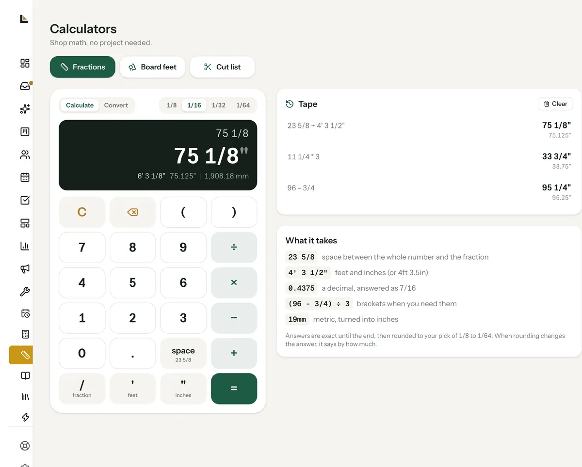 Shop calculators in Square Away