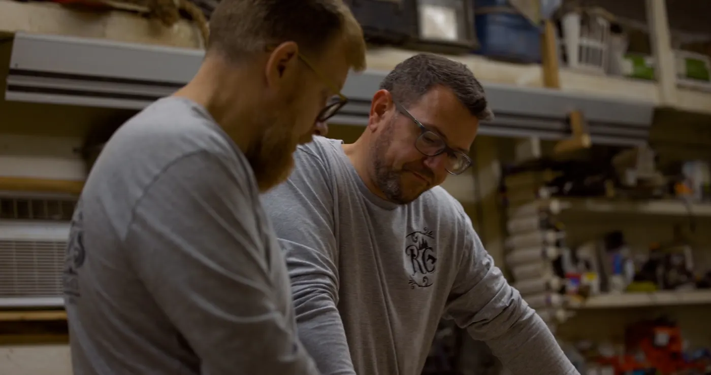 Allen Parent at work in the Rustic Creations shop in Michigan