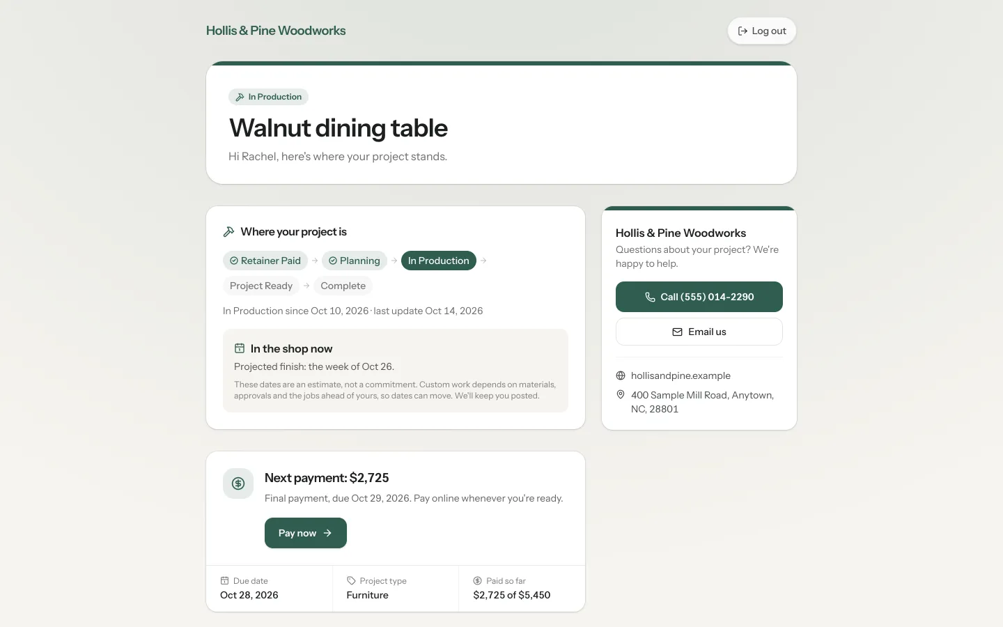 Client portal in Square Away